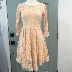 Free people peach lace fit flare dress